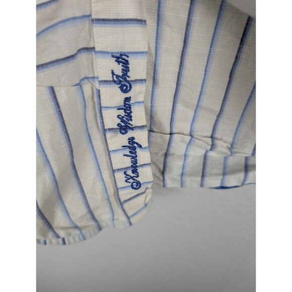 Robert Graham Ivory Striped Button Up Short Sleeve - Medium - Picture 5 of 8